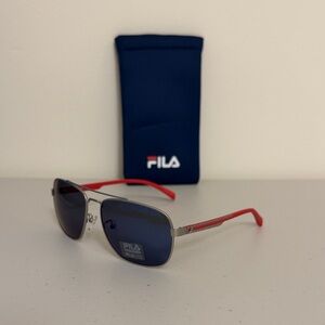 Fila 8493 Red and Silver Sunglasses with Blue Case